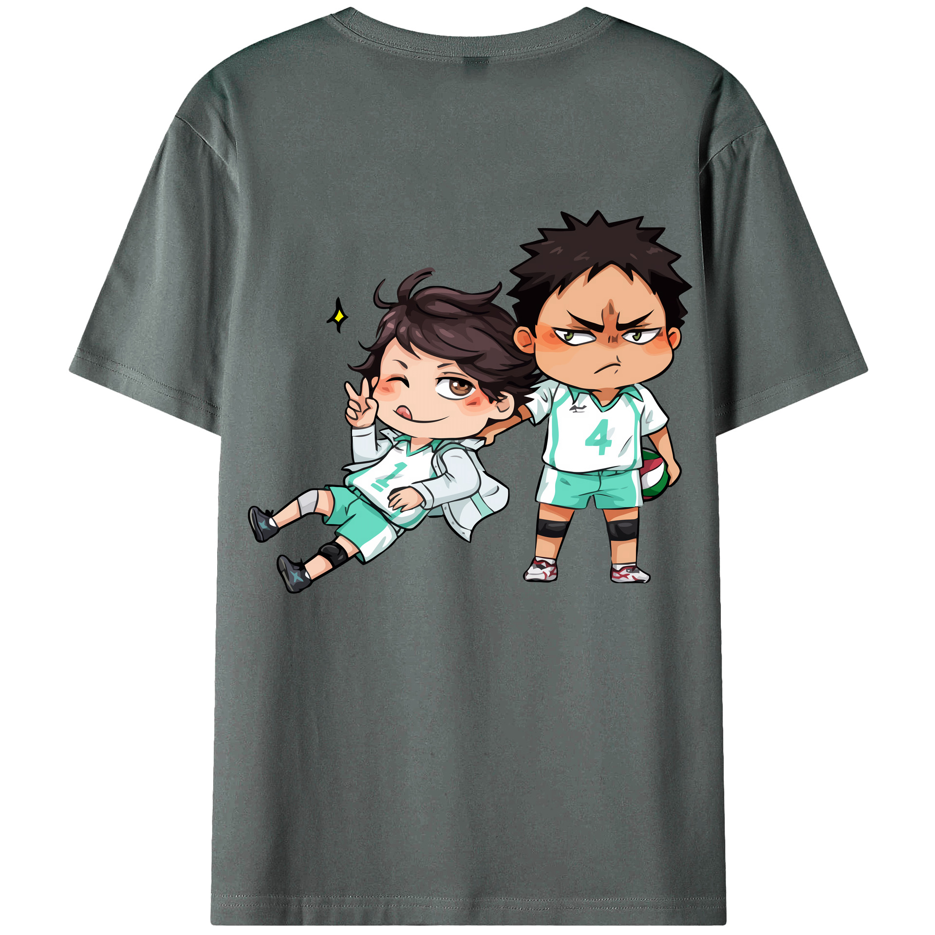 （画像用） ハイキュー!! Haikyu!! 綿100％ メンズ半袖Tシャツ（バックプリント） 通気性